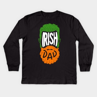 Irish Dad - Bearded Ireland Father Birthday Gift Kids Long Sleeve T-Shirt